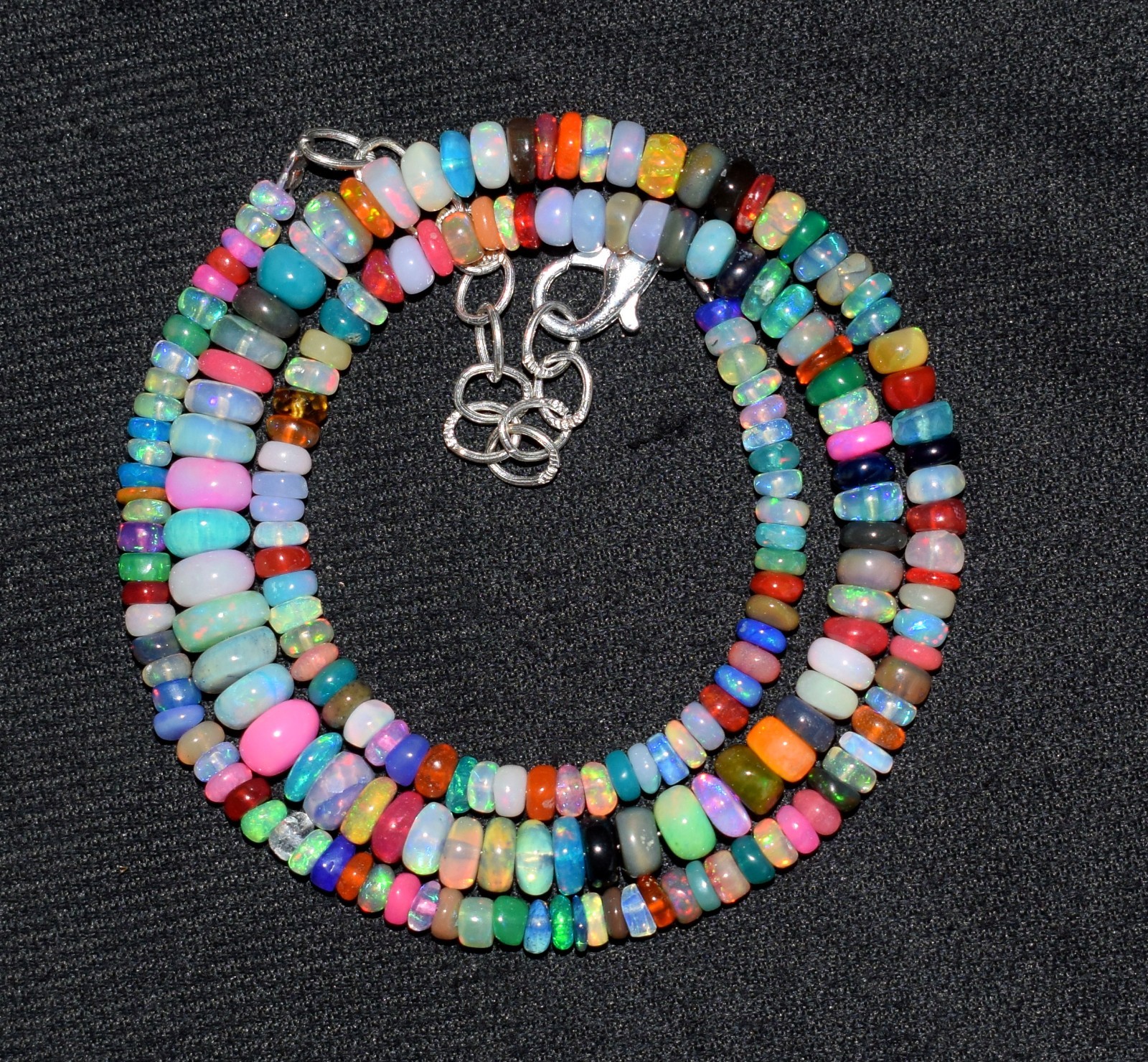 16″Natural Ethiopian Opal Wello Fire Opal Gemstone Bead Necklace Jewelry