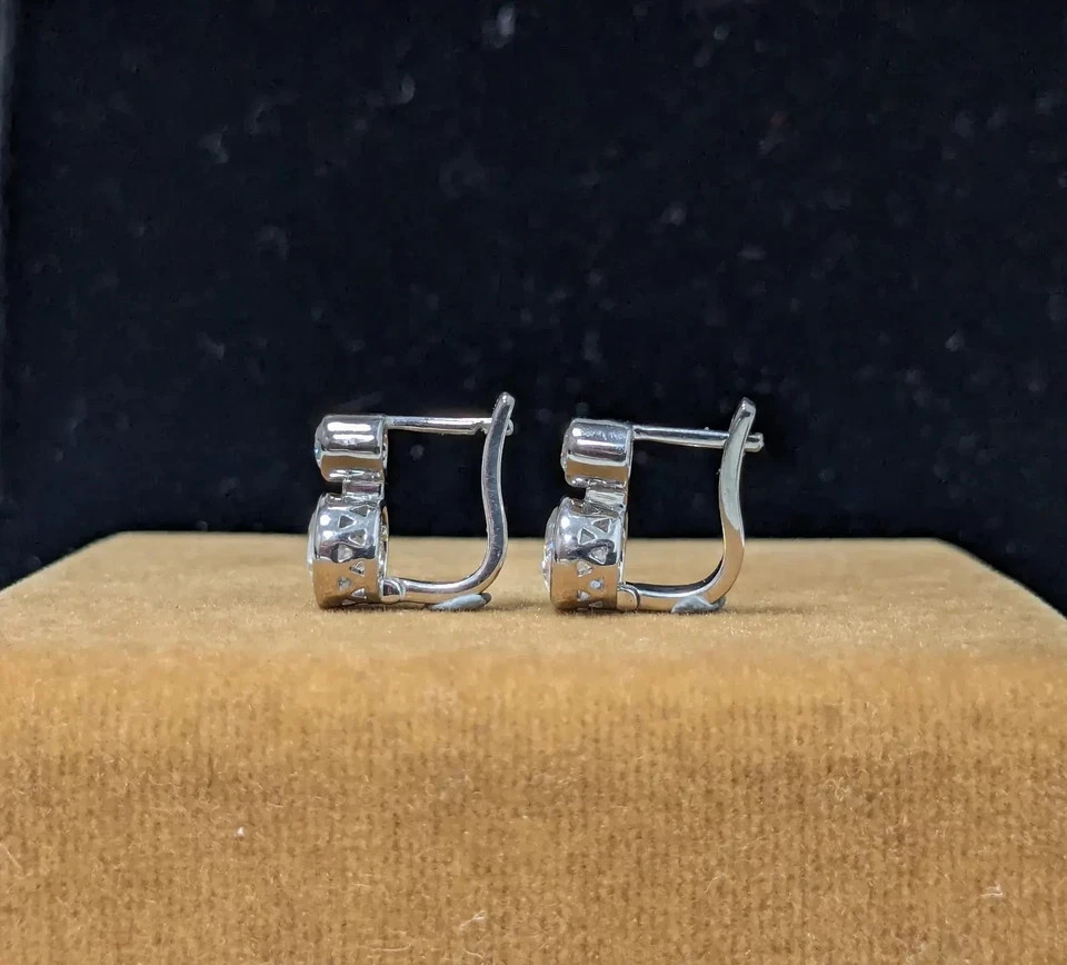 Round Cut Lab Created Diamond 2.50 CT Bezel Set Earrings 14K White Gold Plated
