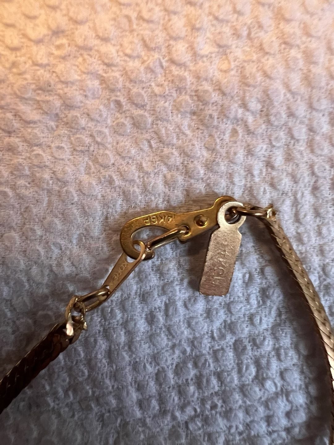Vintage 14K Gold Plated Herringbone Chain Necklace