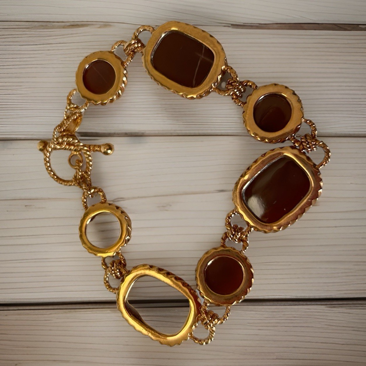 Affinity Gems Chocolate Moon Stone Bracelet 14K Rose Gold-Plated Sterling 925