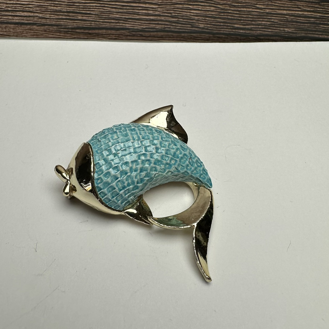 Gerry’s Fish Brooch Pin Blue & Gold Tone Signed Vintage