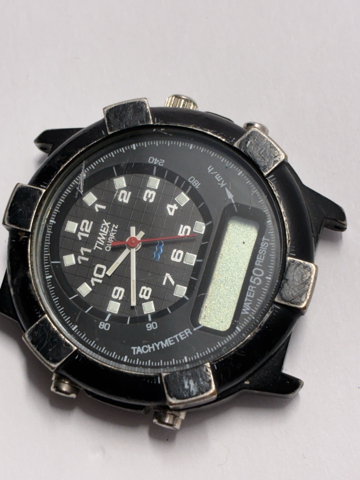Timex RARE Black Project Analog Digital Watch L Cell Diver 42mm Needs Battery
