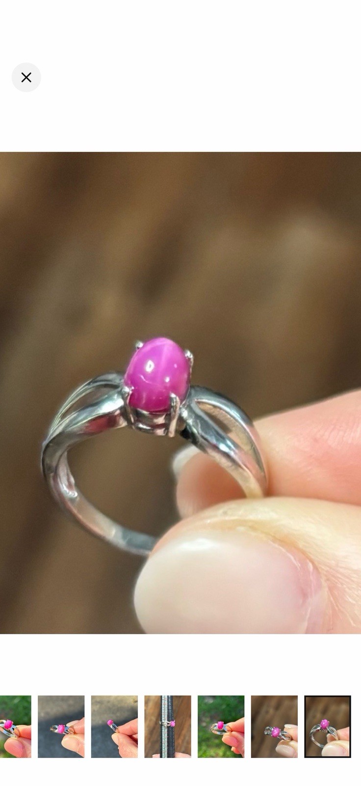 Stunning Ruby Star Sapphire 7x5mm Oval Cabochon 925 Sterling silver Ring size 6