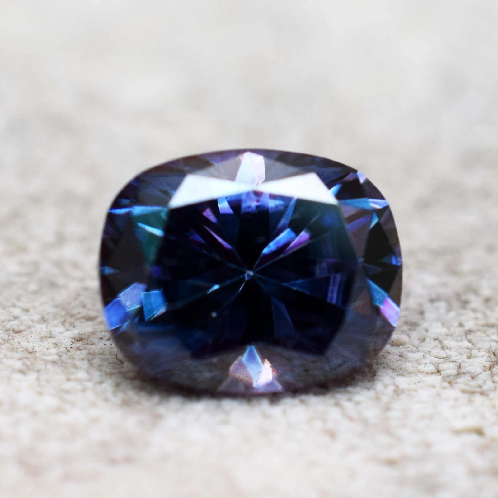 2.82 Ct Certified Lab-Created Purple Blue Diamond Cushion Cut Sparkling Gemstone