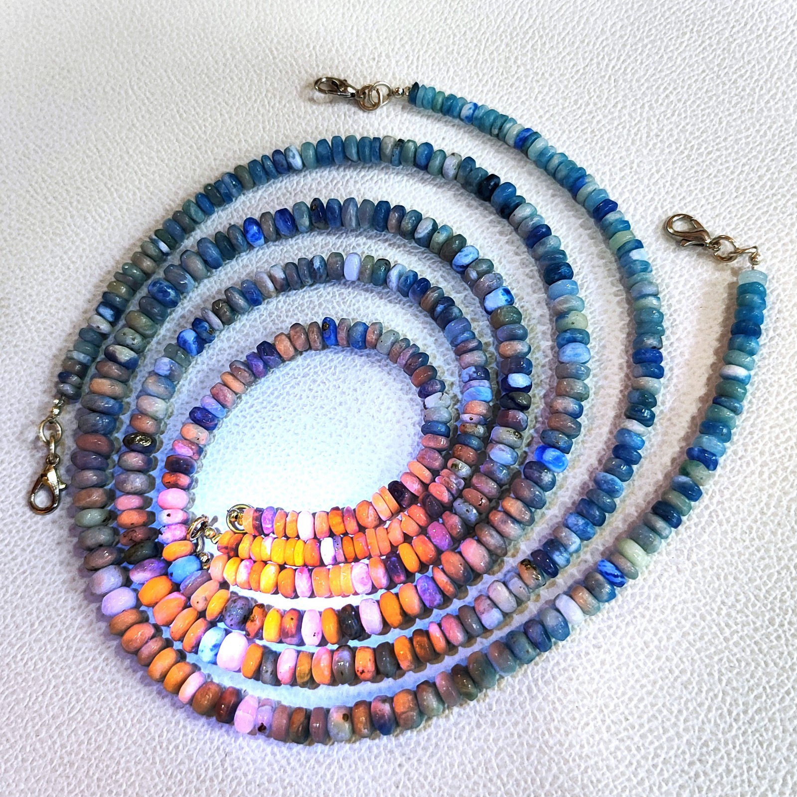 Rare Light Color Change Afghanite 5-7mm Smooth Rondelle Gem 16″ Necklace India