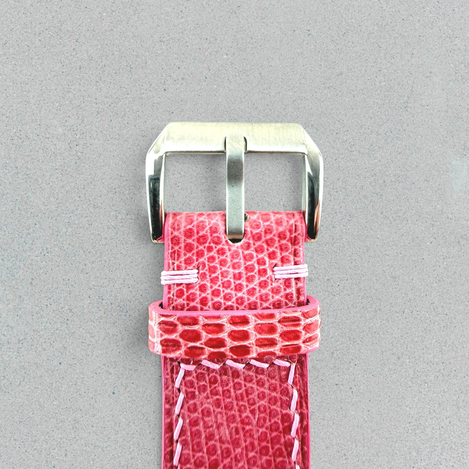 Genuine Lizard Leather Watch Band Strap 20mm Pink Handmade 316L Buckle