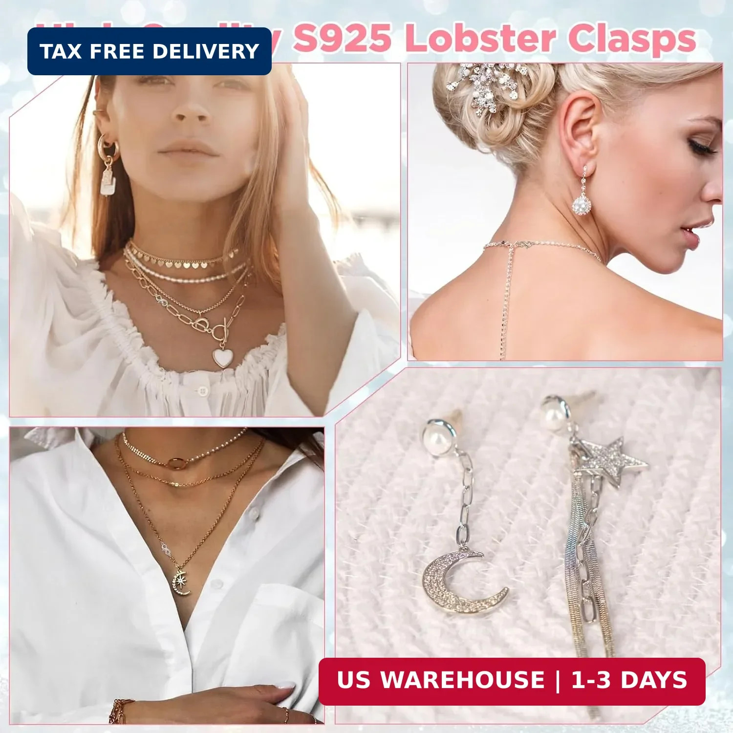 Lobster Clasp Necklace Bracelet Extender 925 Sterling Silver Connector Claw New