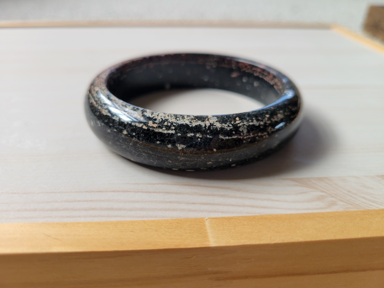 Natural Snowflake Obsidian Bangle inner Diameter 60mm-61mm Black