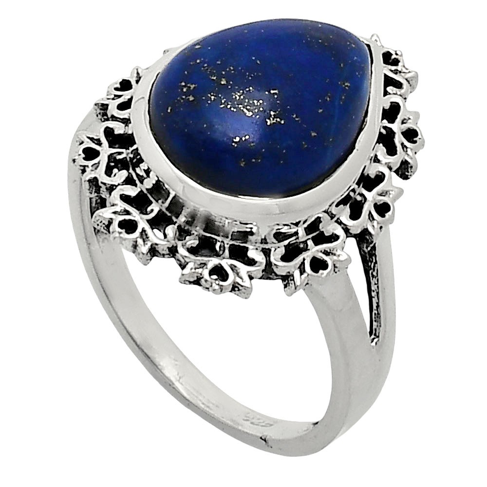 Premium Quality Natural Lapis Lazuli 925 Sterling Silver Ring s.9 Jewelry R-1114