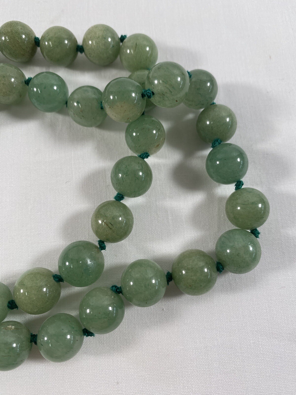Nature Green Jade 翡翠玉 Round Gemstone 61 Beads Long Necklace 33 inch 10 mm 140g#1