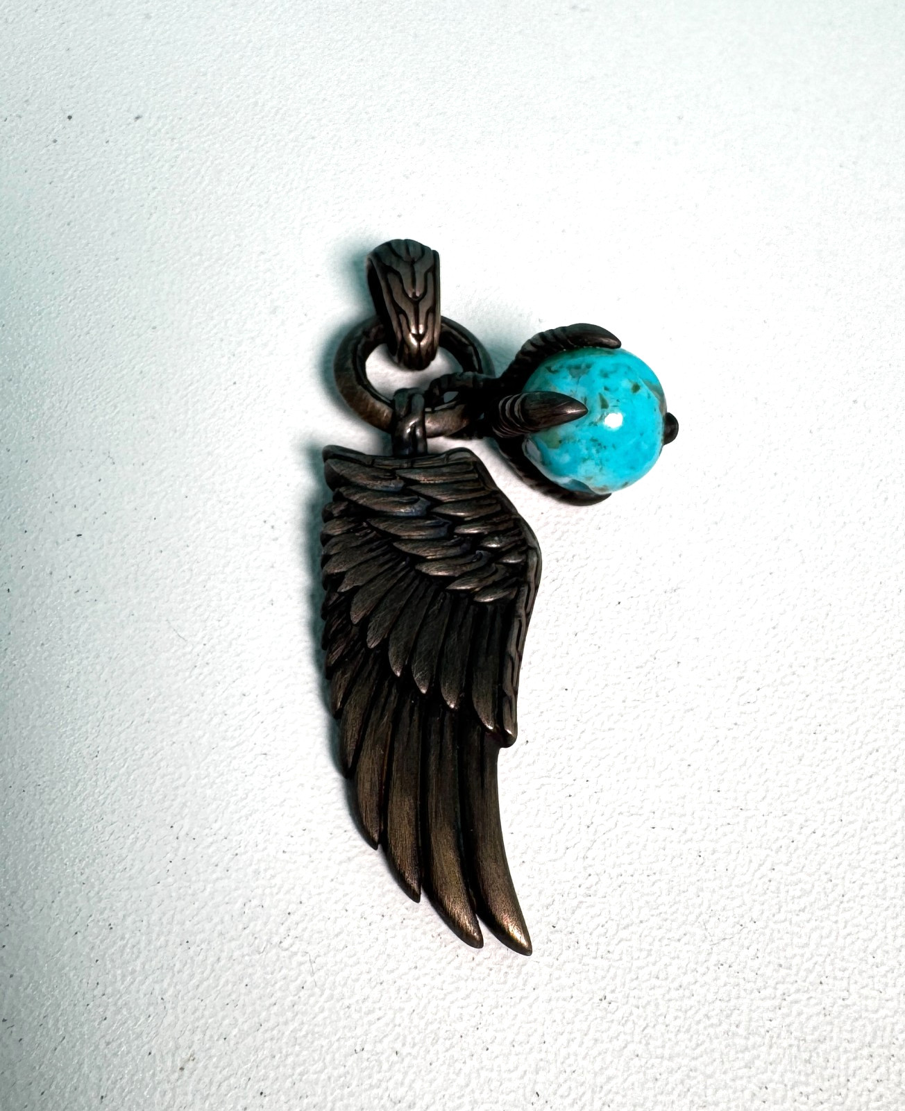 John Hardy Legends Eagle Wing in Silver with Turquoise & Pyrite – Pendant Only