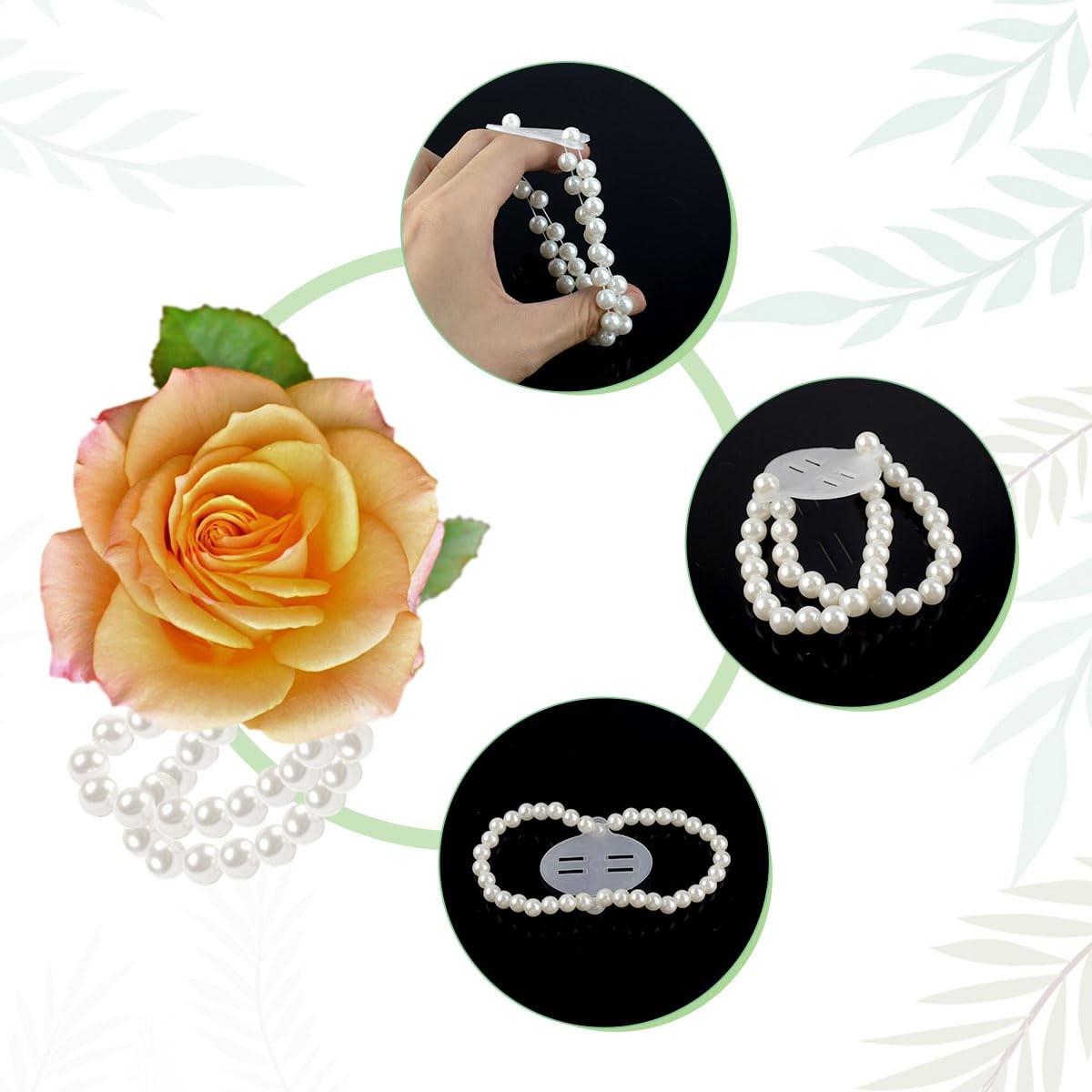 10 Pieces Pearl Corsage Wristlet Bracelet Elastic Wrist Corsages Bands for We…