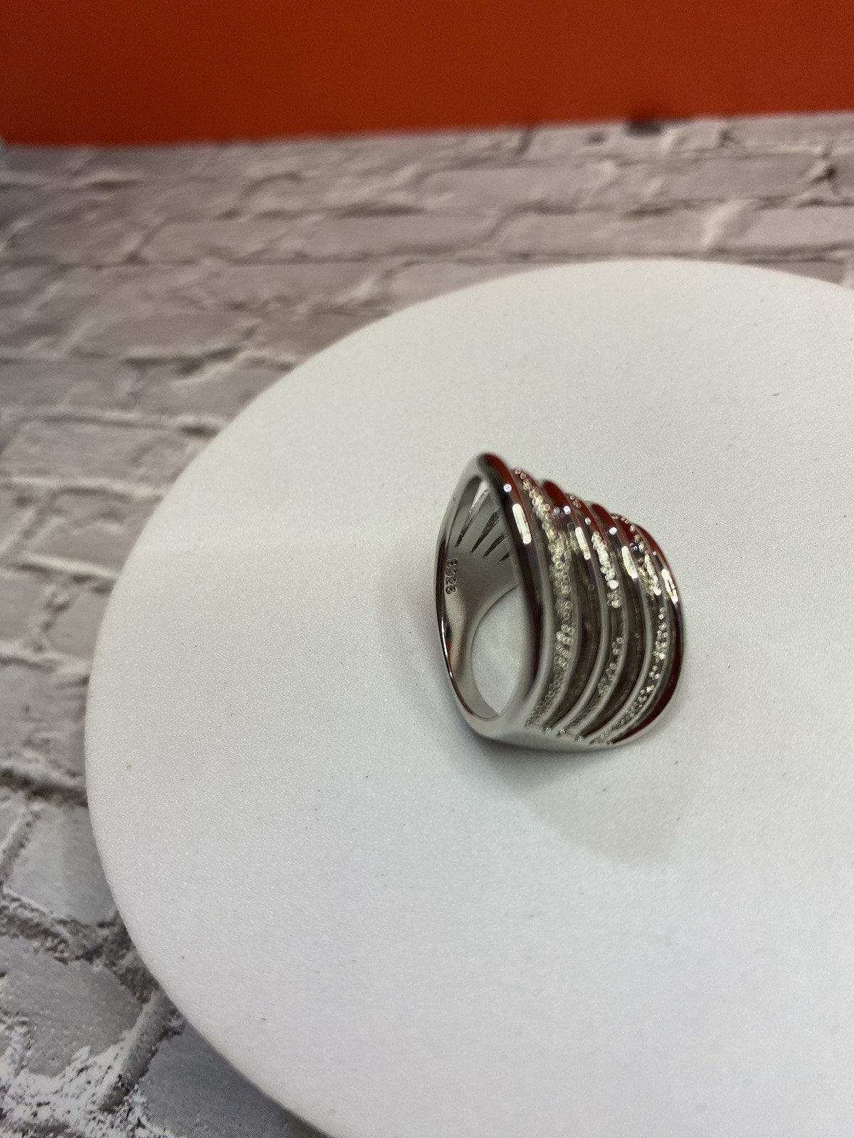 Emma .75” band 925 Sterling Silver Ring size 8