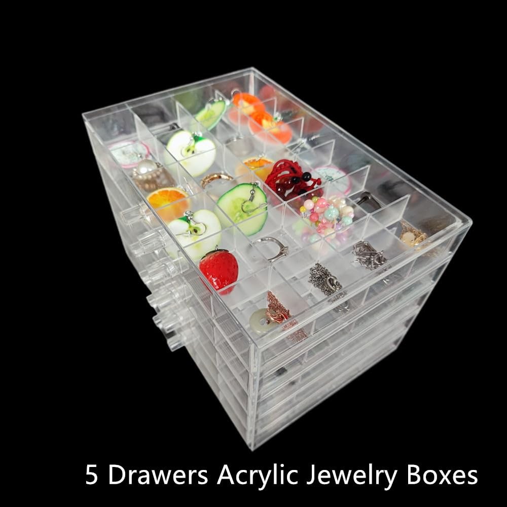 Clear Acrylic Jewelry Organizer Box with 5 8.5 x 5.5 x inches,
