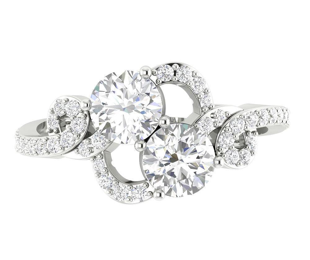 Solitaire Ring Forever Us Two Stone I1 G 1.35 Ct Natural Diamond 14K White Gold
