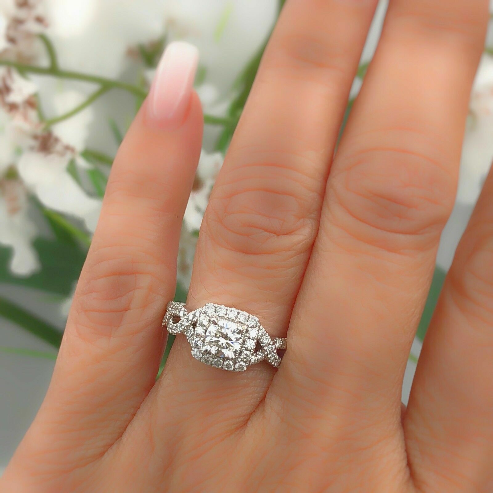 Neil Lane Diamond Engagement Ring Twisted Band 1.00 tcw 14k White Gold $3,300