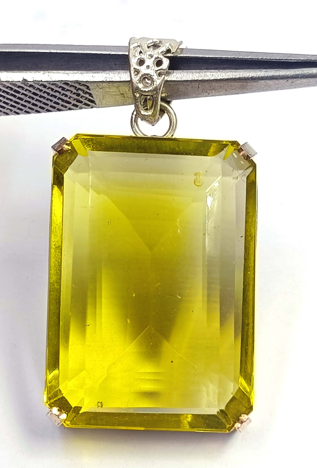 105 Ct Natural Yellow Sapphire Emerald Cut 925 Silver Pendant Free Chain 6FGT