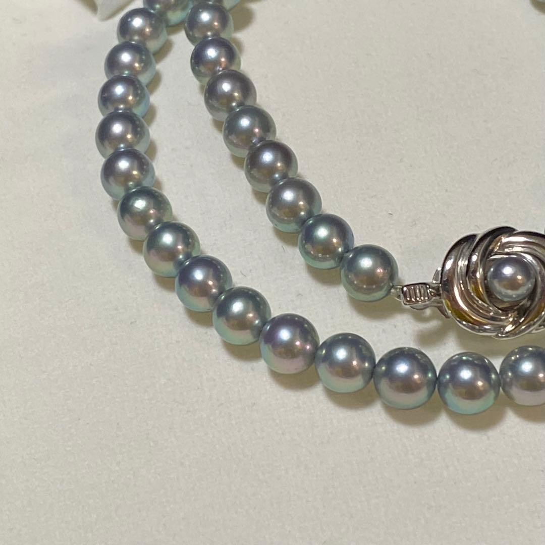 TASAKI Akoya Pearl Strand Necklace Blue Gray 6.6-7.0mm 43cm Silver 32g