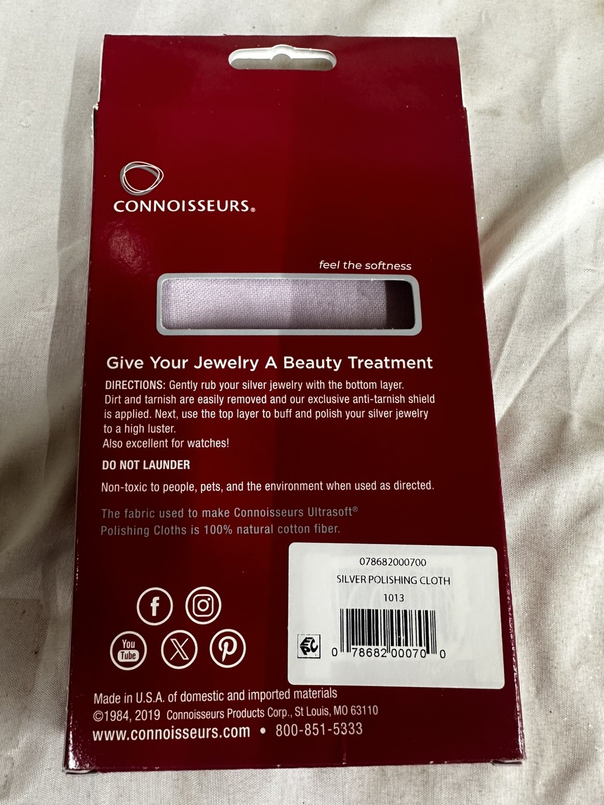 Silver Jewelry Polishing Cloth Connoisseurs 11×14” New