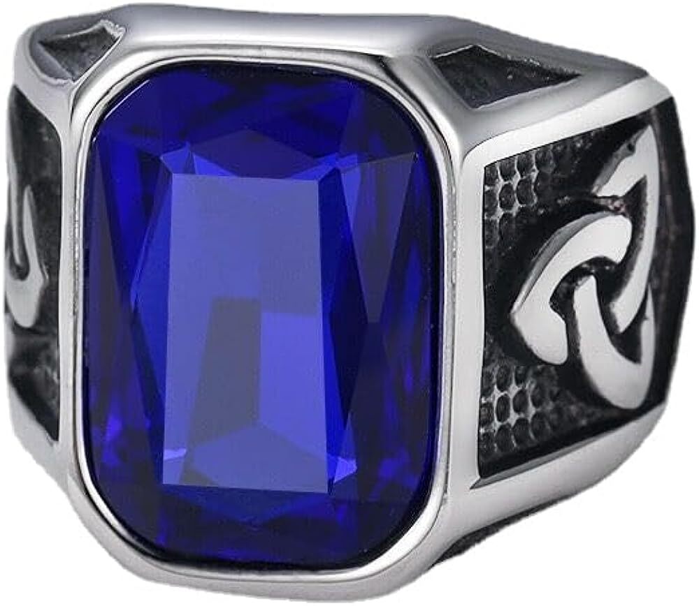 Creative Cool Personality Men’s Red Gem Ring Viking Titanium Steel Trend Jewelry