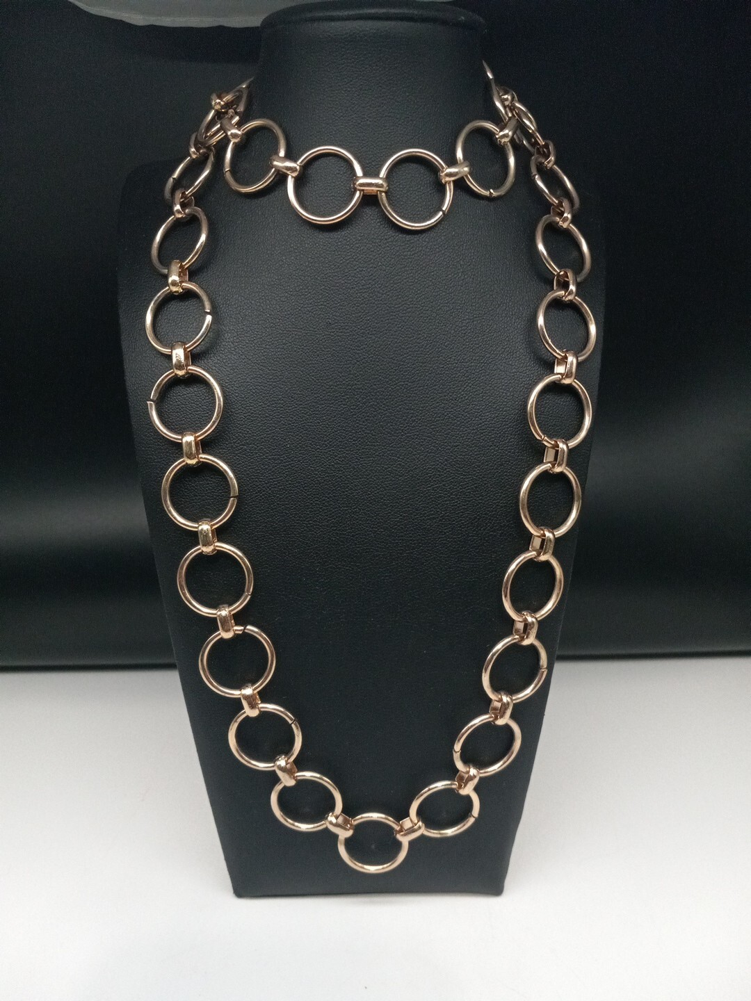 Monet Modernist Gold Tone Open Circle Links 32-in Long Chain Necklace