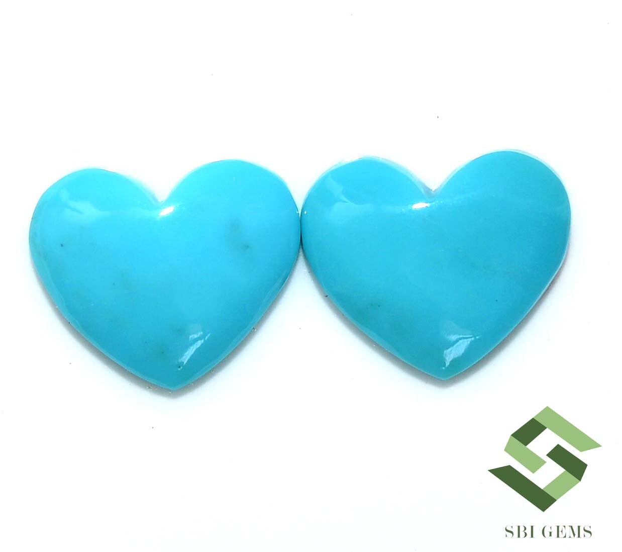 5.07 CTS Natural Turquoise Heart Shape Cabochon Pair 12×10 mm Loose Gemstones