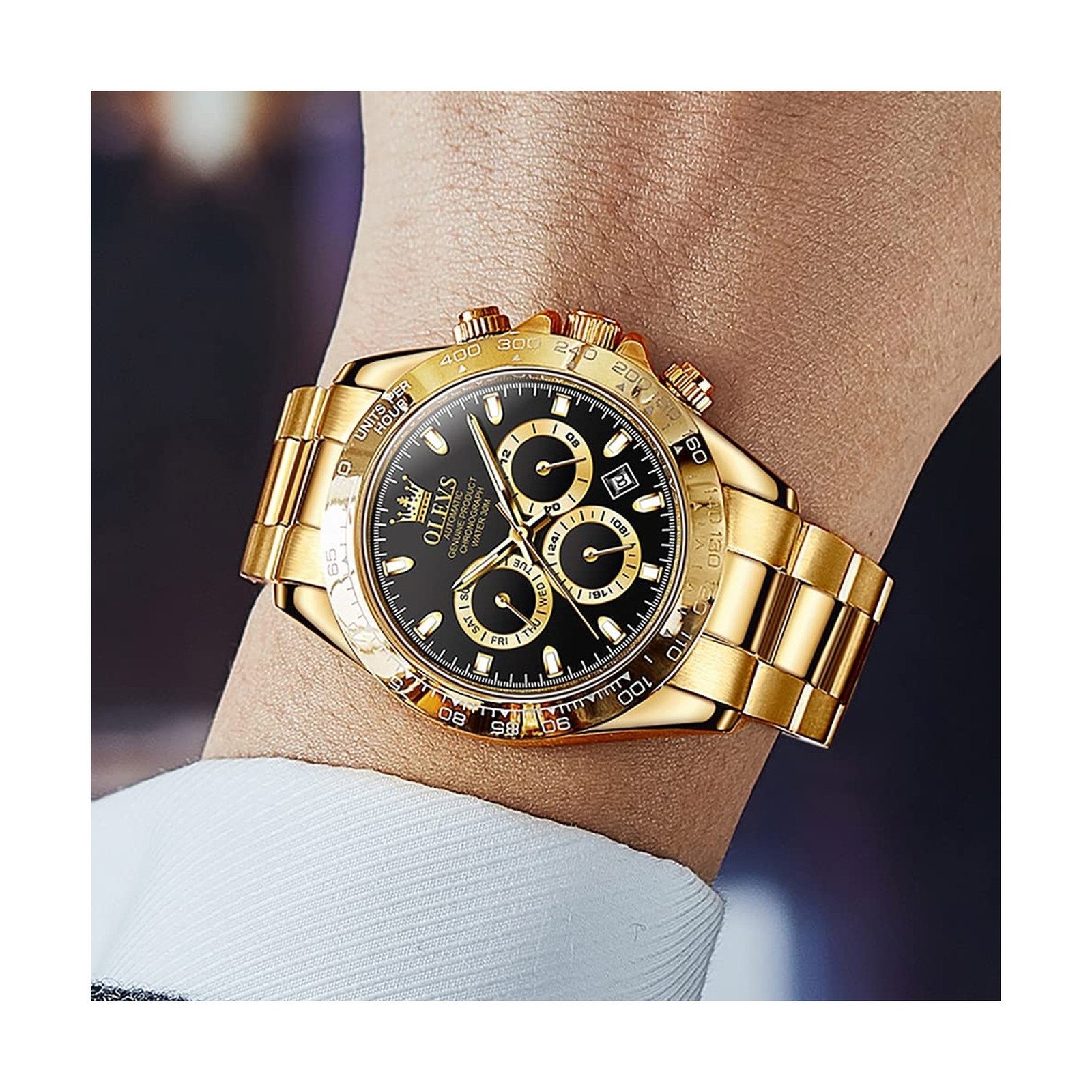 OLEVS Gold Watches for Men Automatic Self Winding Luxury Waterproof Watch Cal…
