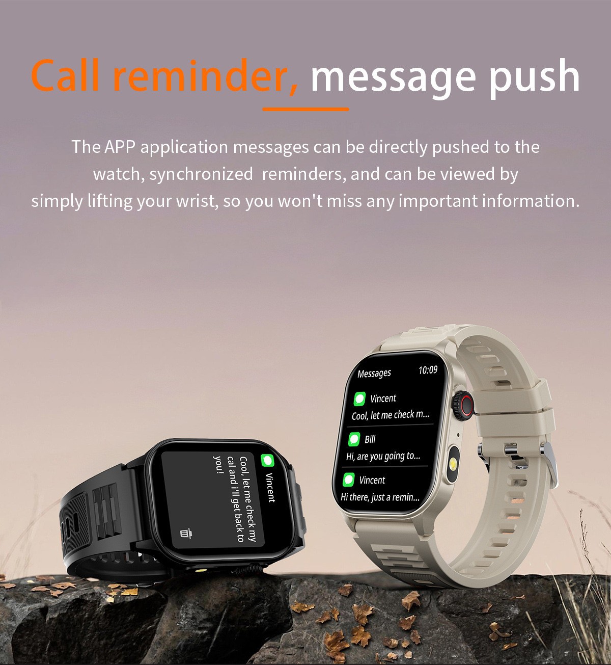 Men Smart Watch 2.01” Rectangle Sport Watch Health Monitor Call Reminder Watch