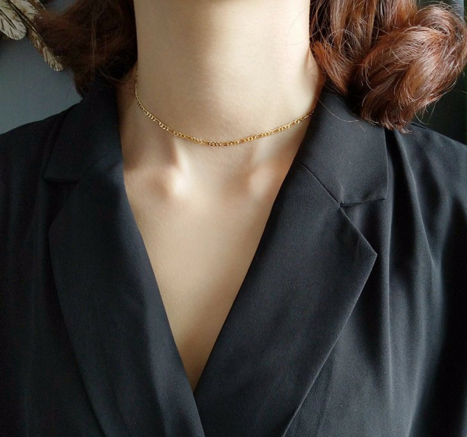 Women / Girl 925 Sterling Silver Gold Flat Figaro Link Chain Necklace 12 -14.2″