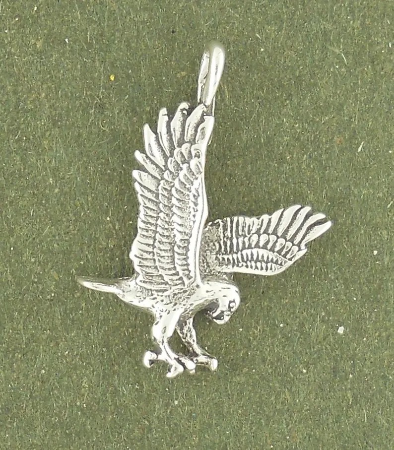 Sterling Silver Eagle Charm Pendant Hawk Falcon Bird