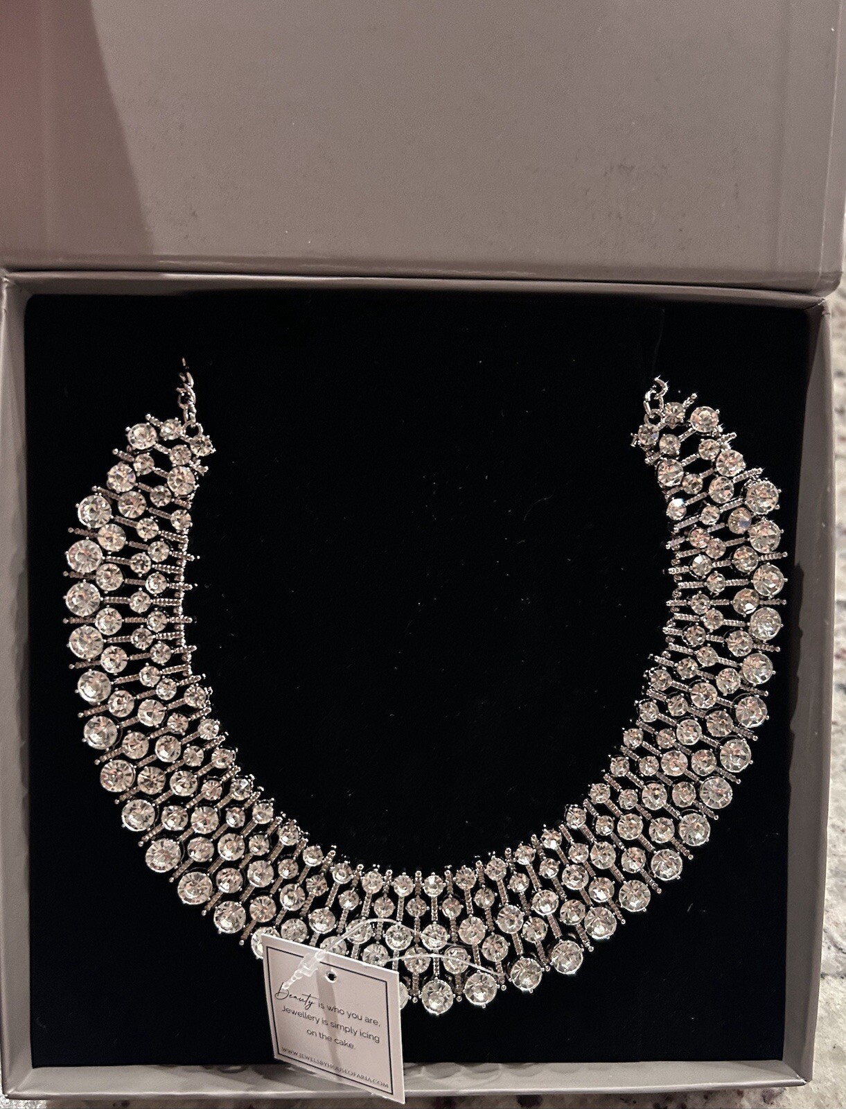 Jewels By House Of Aria Kiara Silver Statement Necklace ONLY Choker Boxed NIP