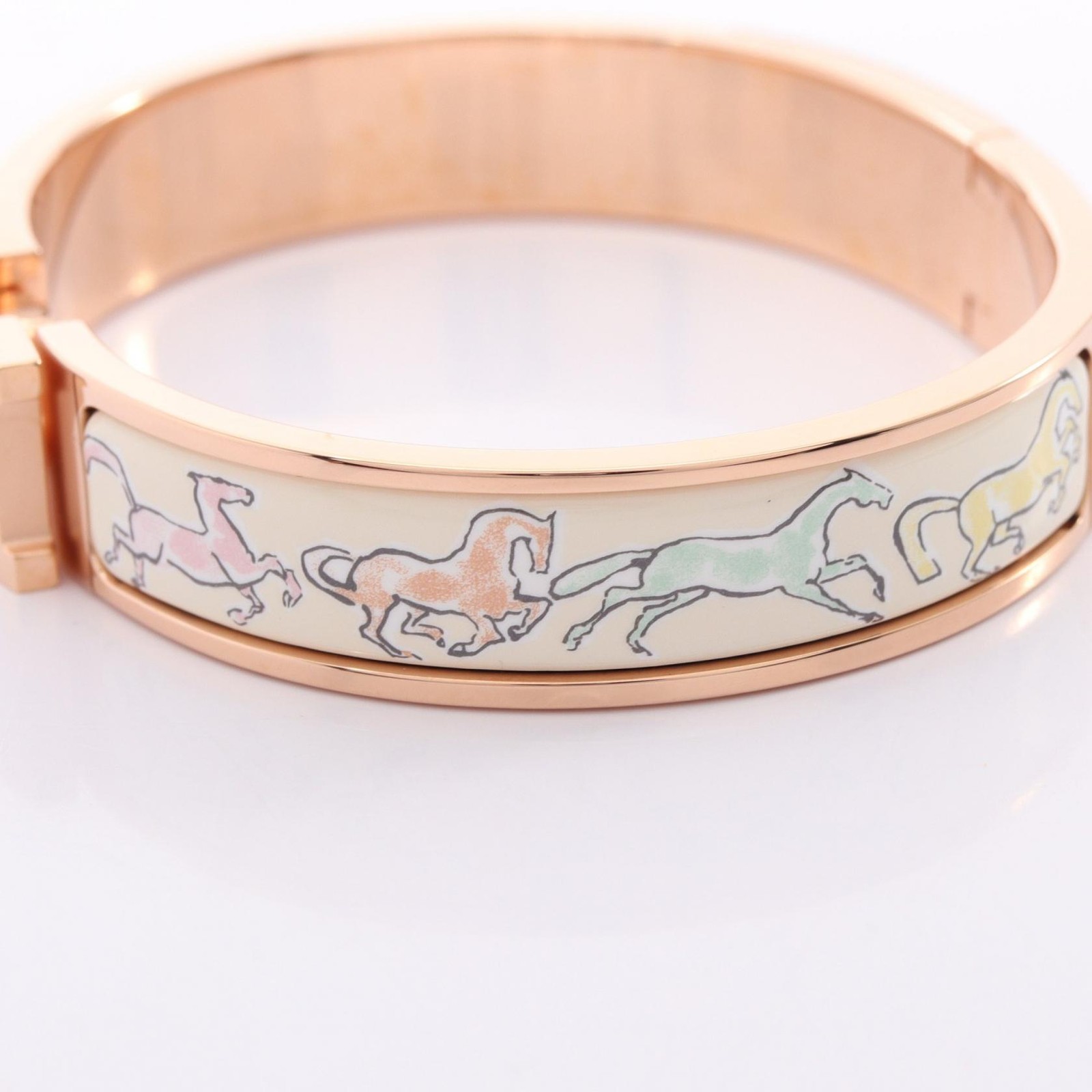 HERMES Clic Clac PM Free Horse Bangle Bracelet F10255 Stainless Steel enamel
