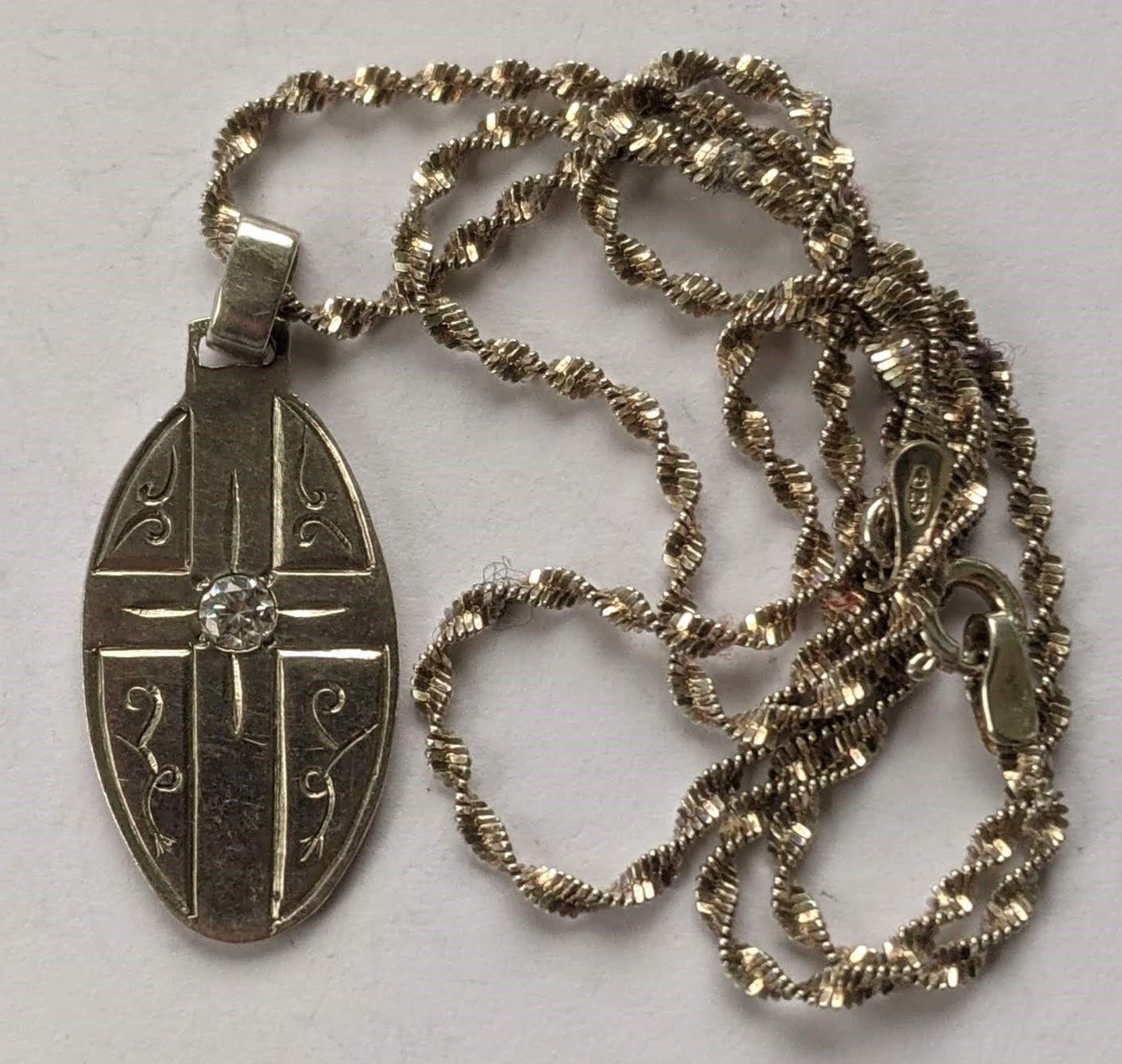 Vintage Necklace sterling silver 925. Cross. Сhain length 40 cm. Weight 4.83 g.