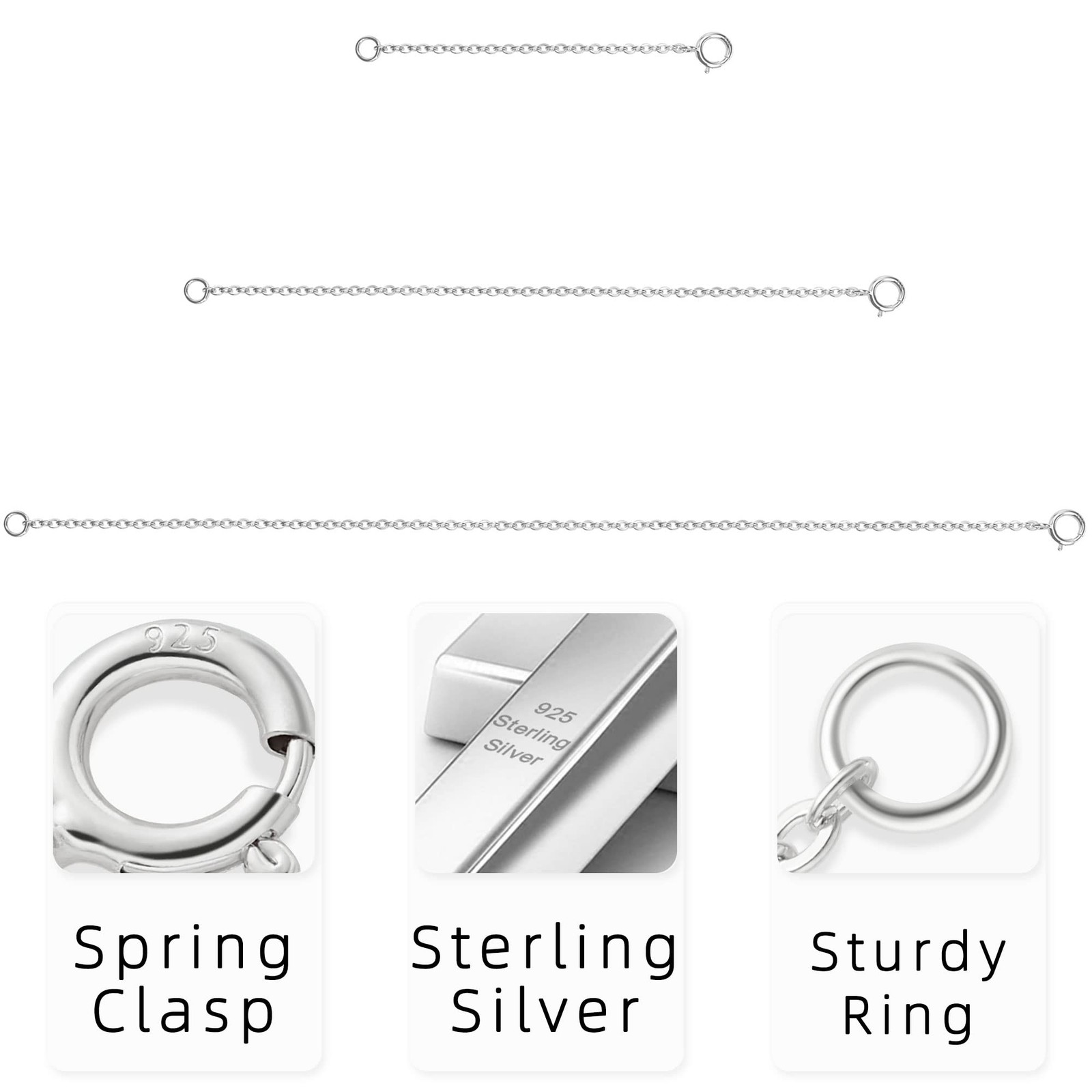 Share VANBARIS 925 Sterling Silver Necklace Extender 2 4 6 inch,