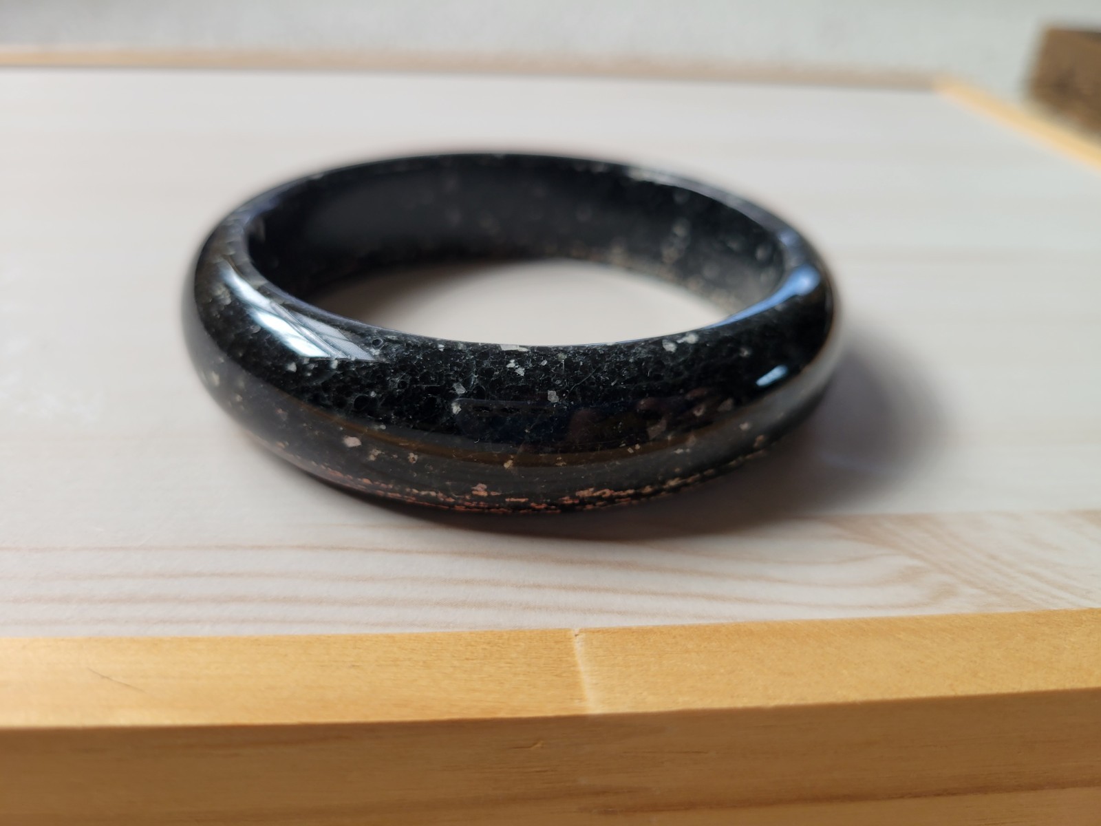 Natural Snowflake Obsidian Bangle inner Diameter 60mm-61mm Black