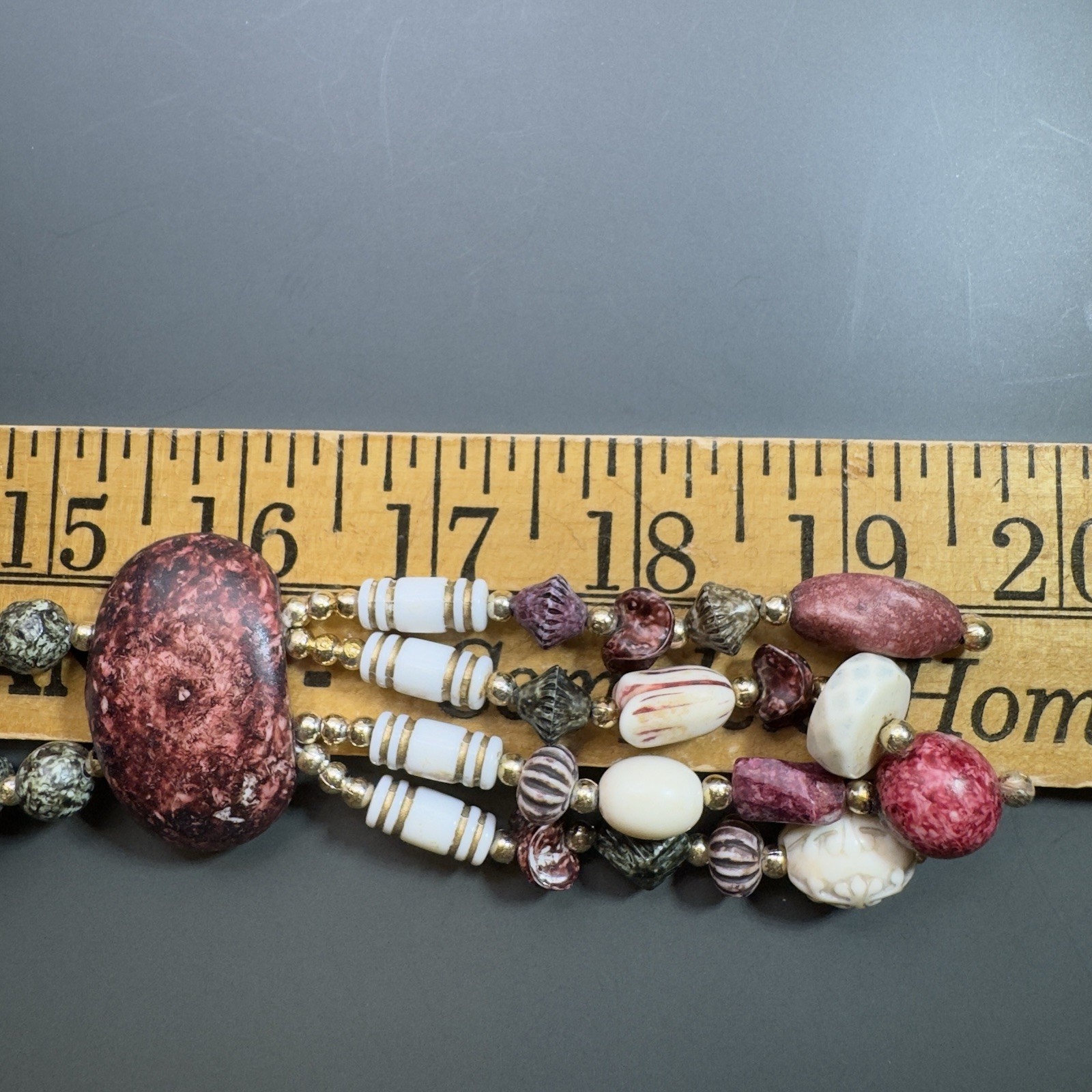 Vintage Artisan Mixed Bead Necklace Russia Market 32in With 4in Tassel Drop