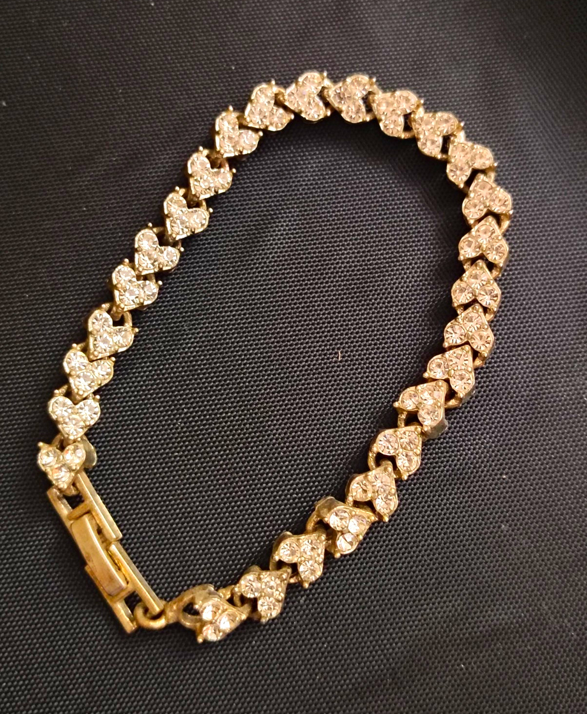 Silver Tone Iced Out Cuban Chain Bracelet Crystal Rhinestones Box Clasp
