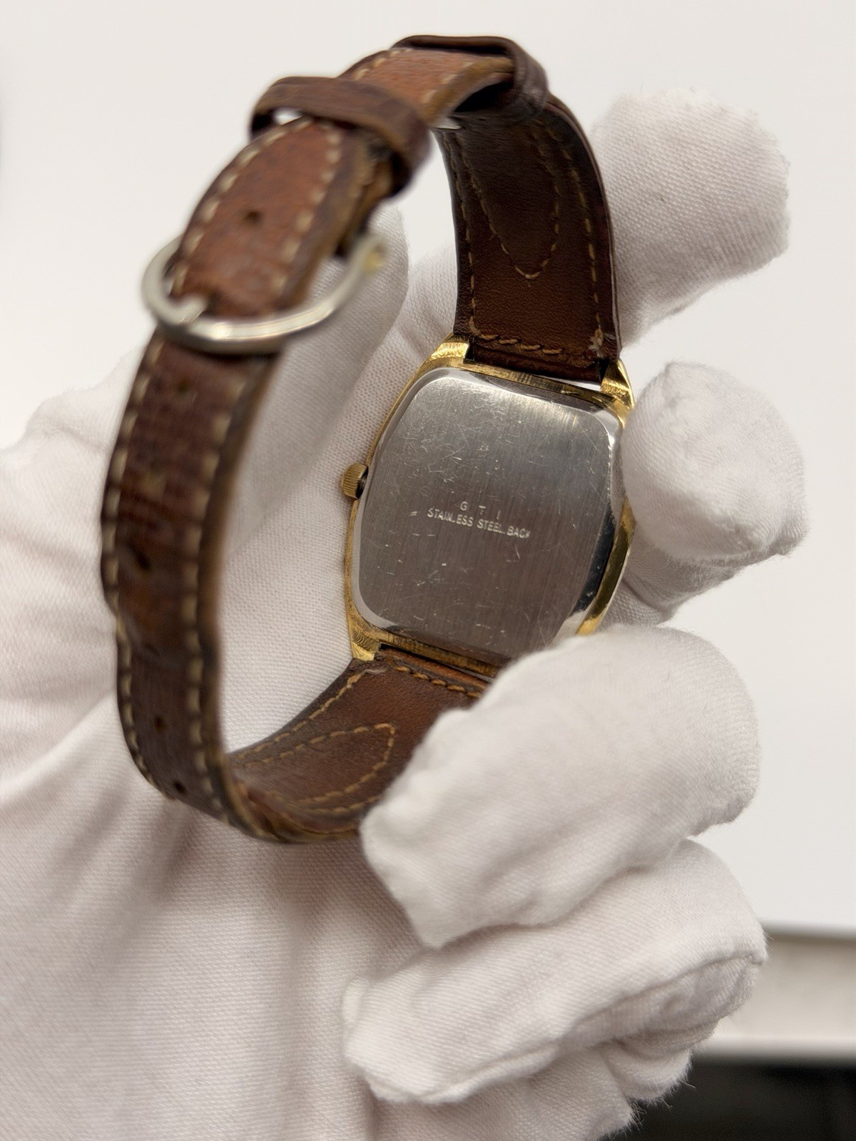 Vintage AXCESS Moon Phase Quartz Watch French Movt Date Western Leather Band