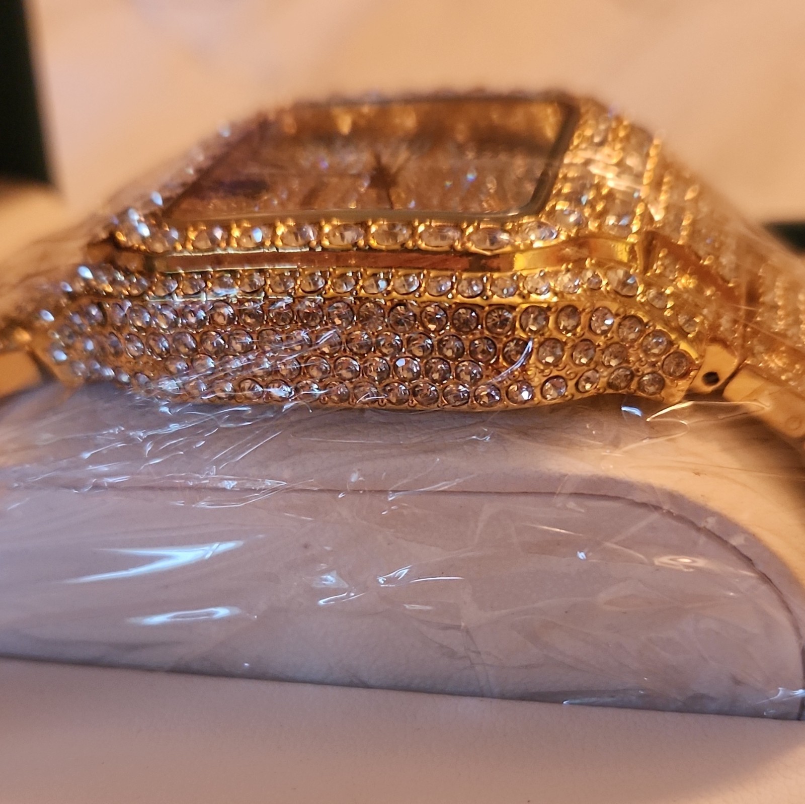 BIBI Luxury Quartz Analog Gold Tone Square Roman Dial Date Bracelet w/ Box