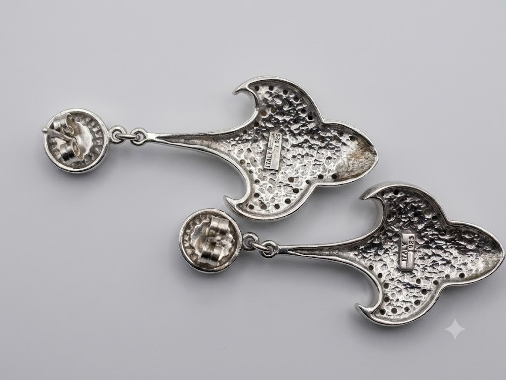Beautiful 925 Sterling Silver Elegant Drop Earrings Made in Italy