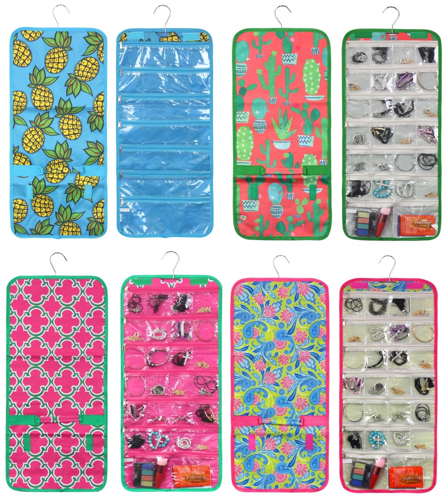 Jewelry Hanging Travel Organizer Jewelry Roll Up Bag Case Storage Holder Zippers