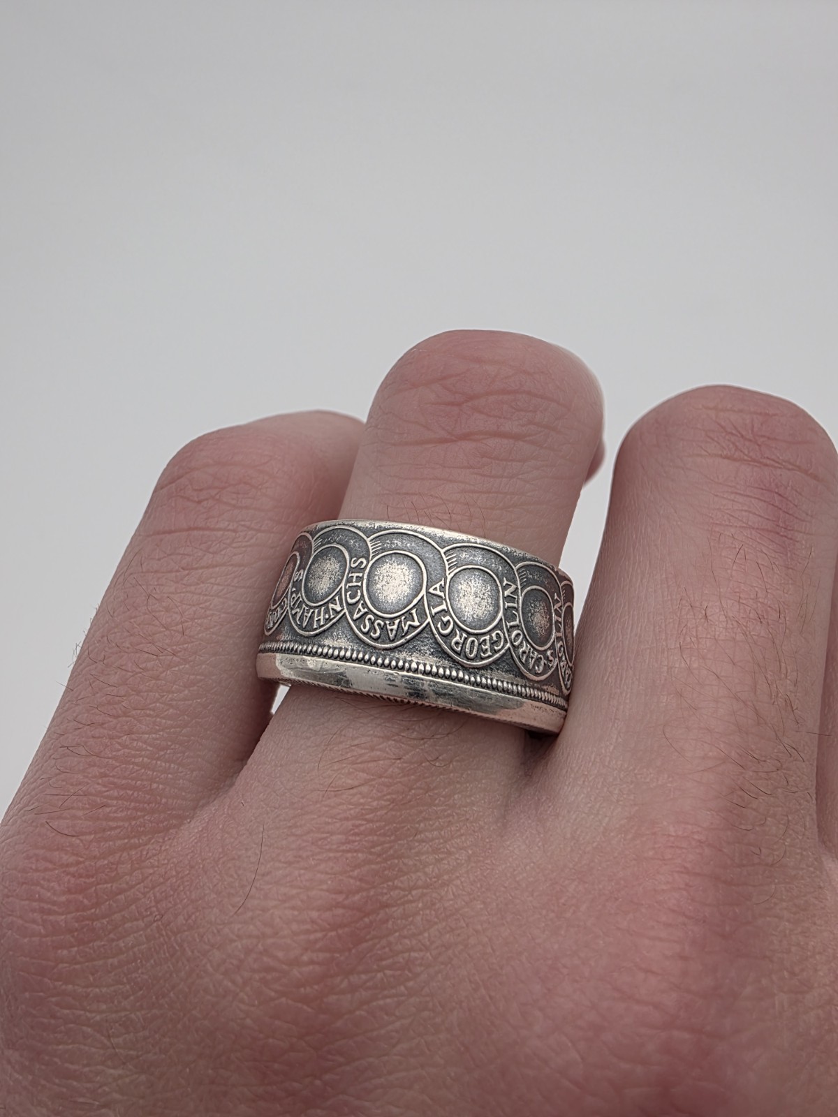 Coin Ring Made From A 99.9% Pure Silver Copy of the 1776 Continental Dollar
