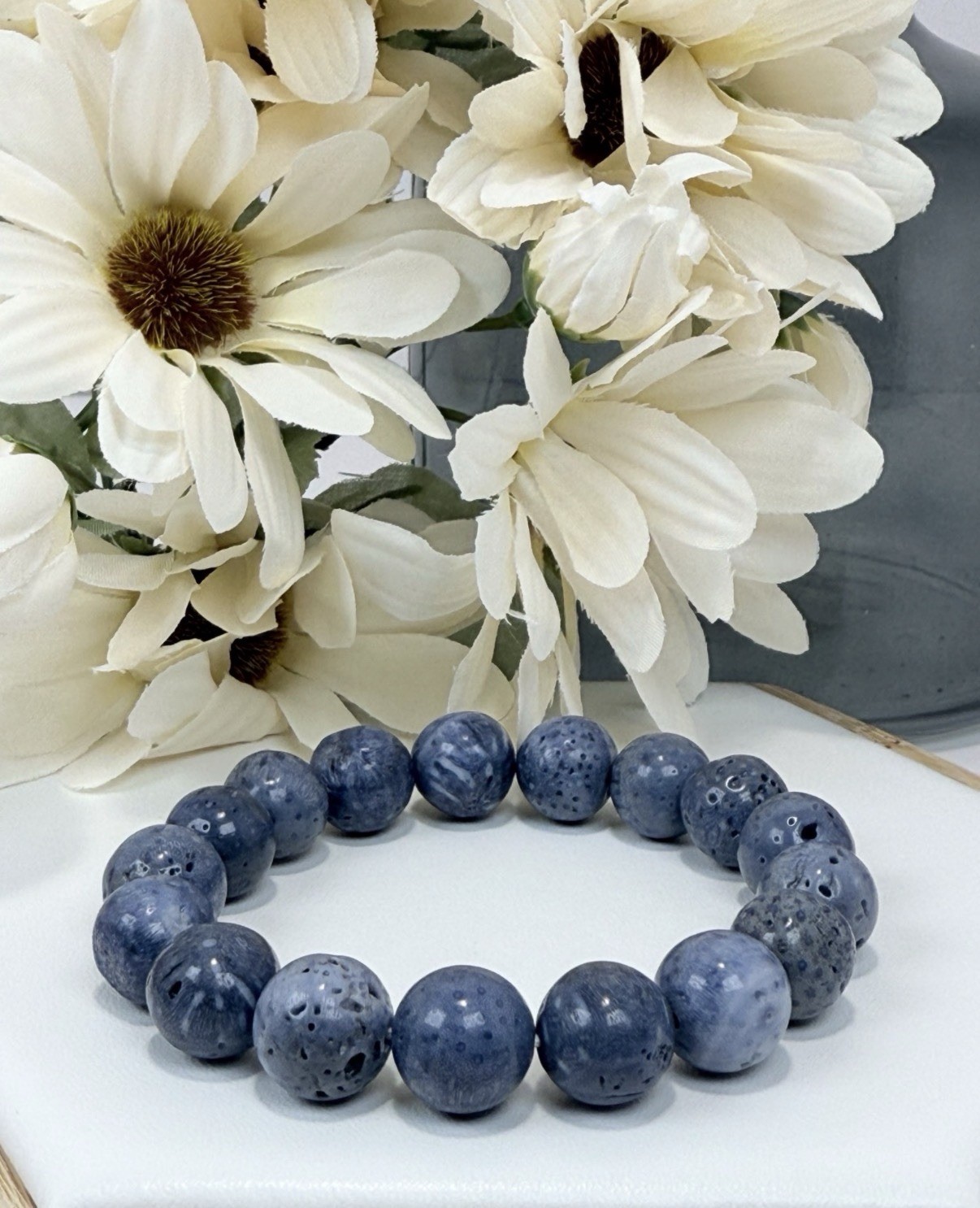Lava Stone Blue Bead Bracelet 11.8MM