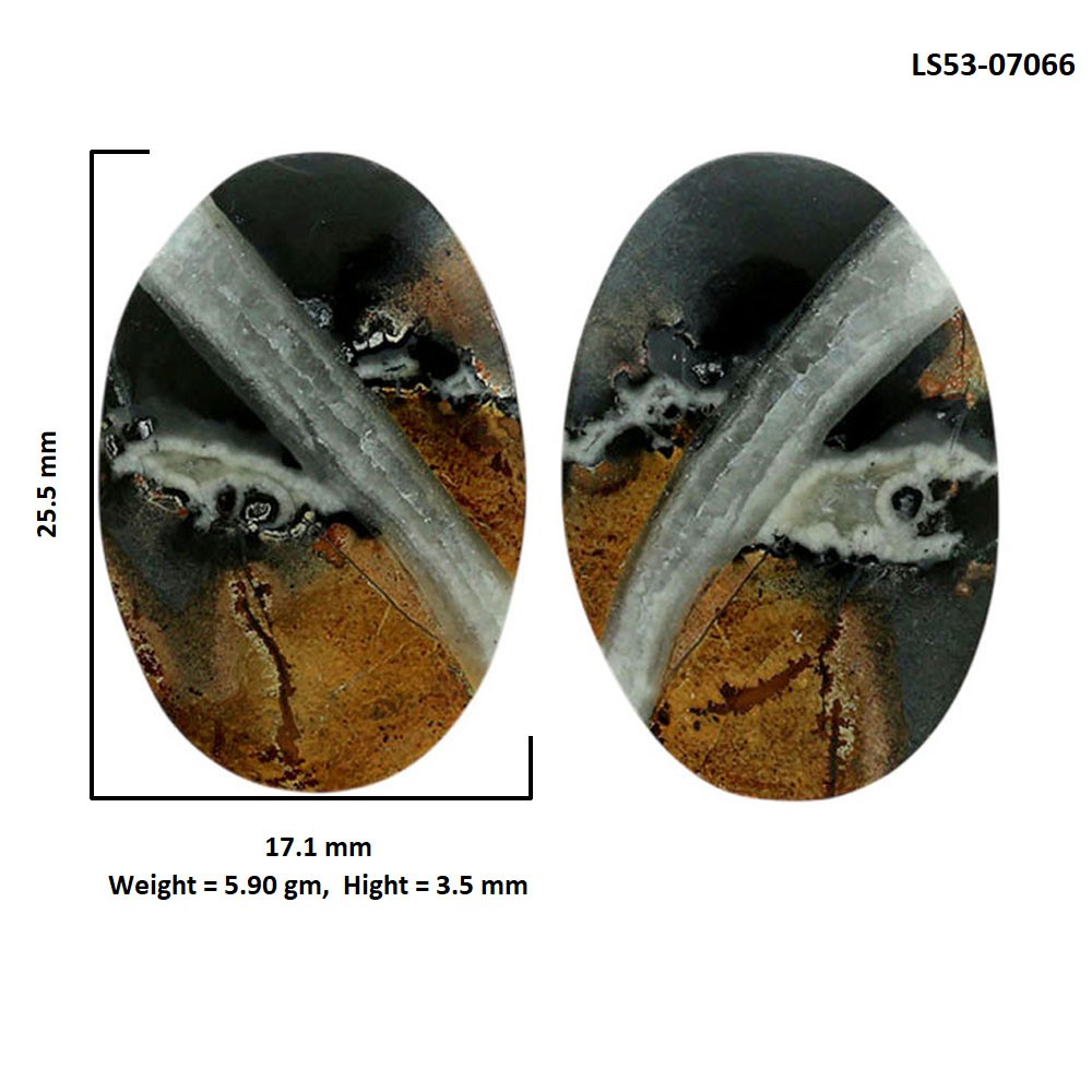 Natural Maligano Jasper Pair 17.1×25.5×3.5 mm Oval Shape Gemstone LS53-07066