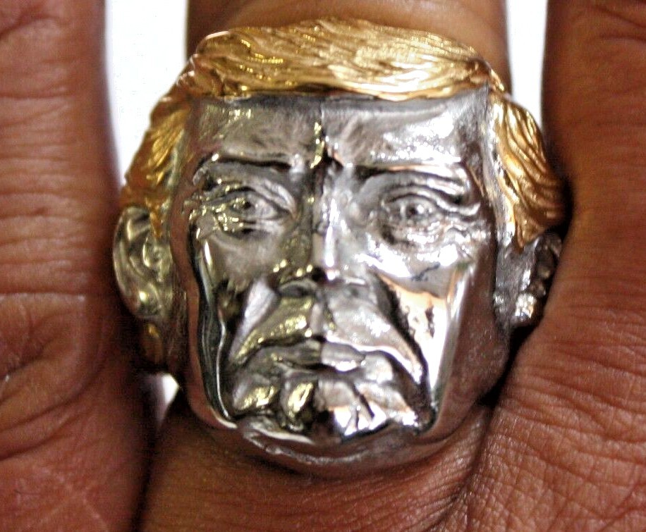 President – Donald Trump Gold Hair Ring, Stainless Steel, Size 7 thru 15