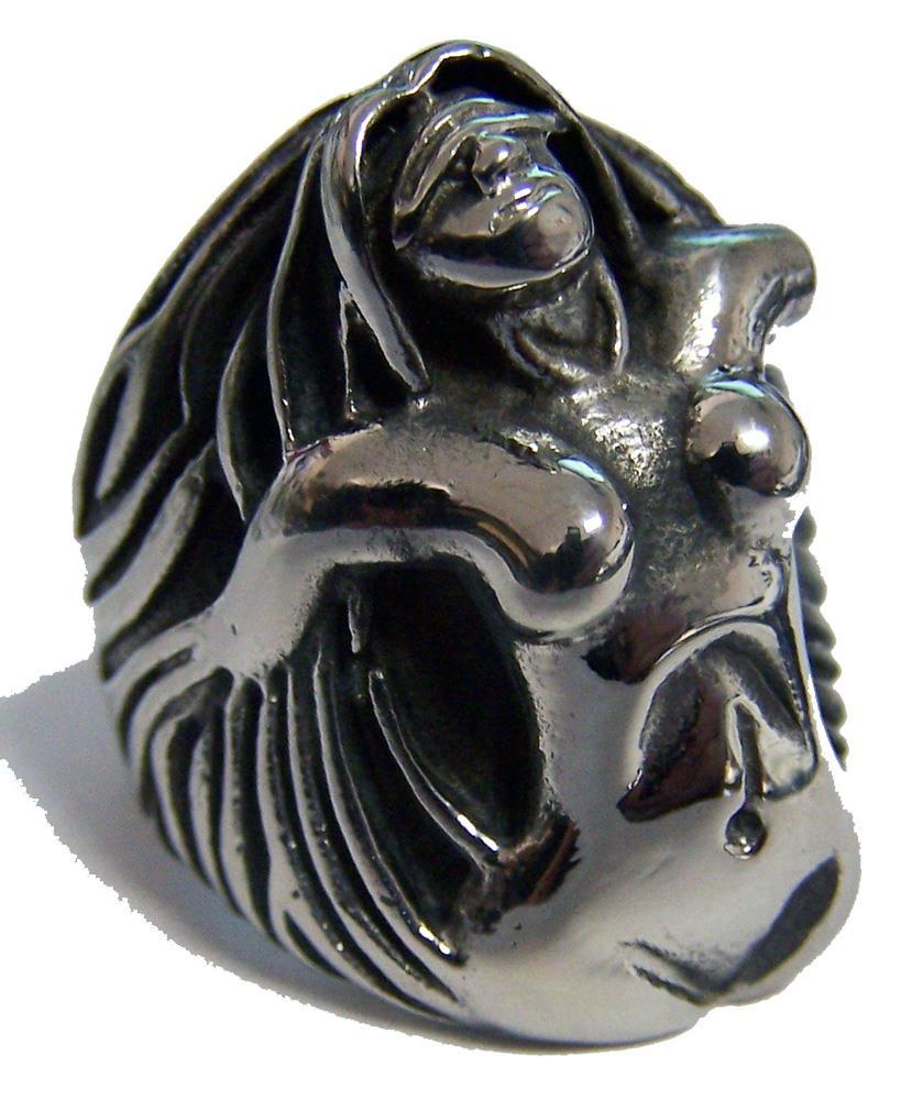 SEXY WOMEN STAINLESS STEEL RING size 7 – S-536 biker LADY IN FRONT unisex MENS