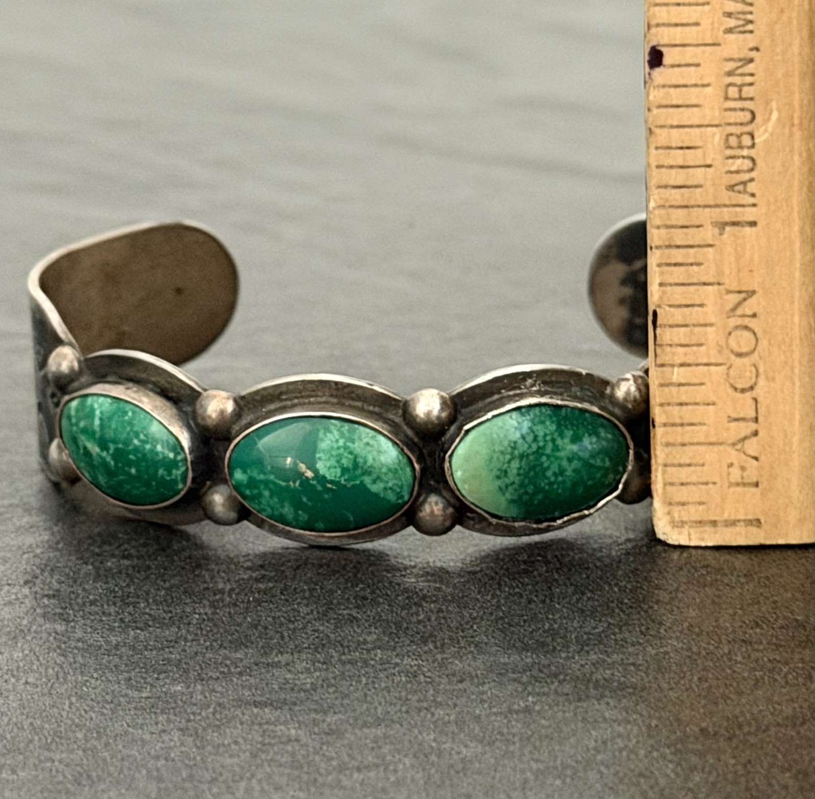 OLD Fred Harvey Era Navajo CERRILLOS Turquoise Silver Bracelet 7 in