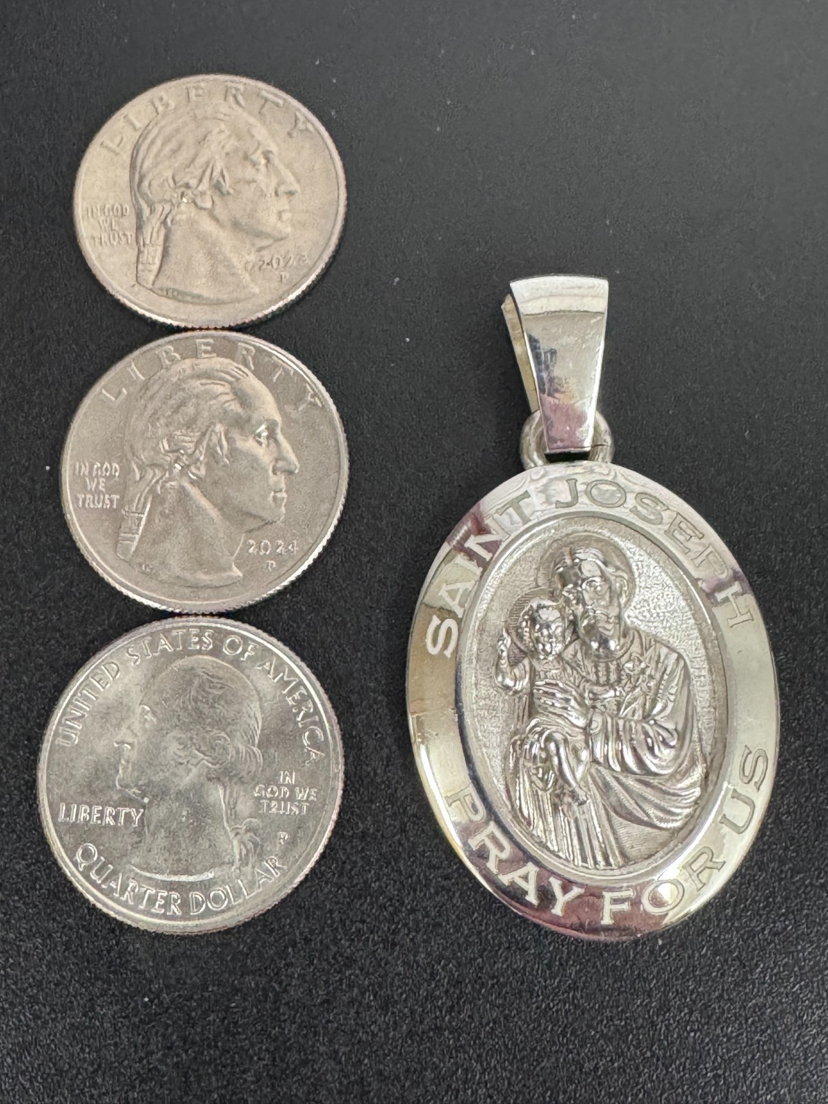 Saint Joseph “Pray For Us” Miraculous Metal 2 Inch Pendant 29 Grams 925
