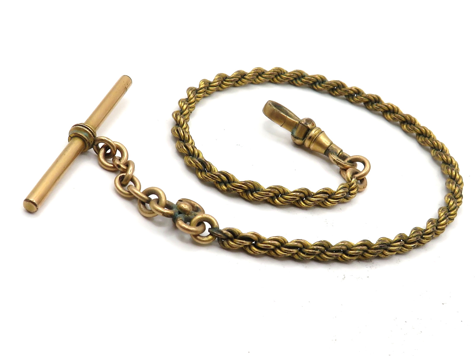ANTIQUE GOLD FILLED MANS POCKET WATCH CHAIN -10 3/4″ LONG – 13.0GRAMS**