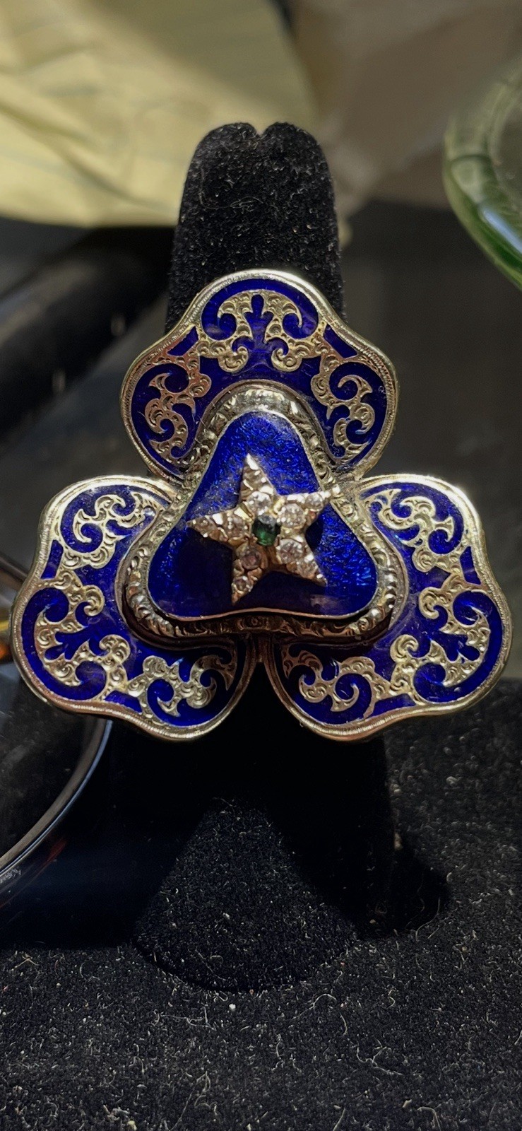 Gorgeous Cobalt Blue Byzantine Styled Ring 14 Karat Gold Weighs 15.7 G Size 9